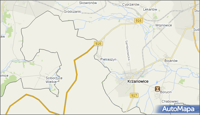 mapa Pietraszyn, Pietraszyn na mapie Targeo