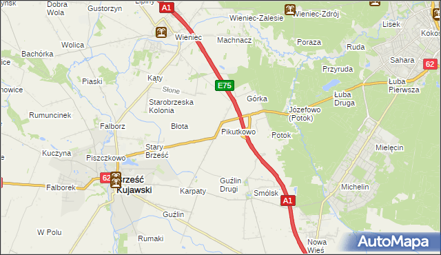 mapa Pikutkowo, Pikutkowo na mapie Targeo