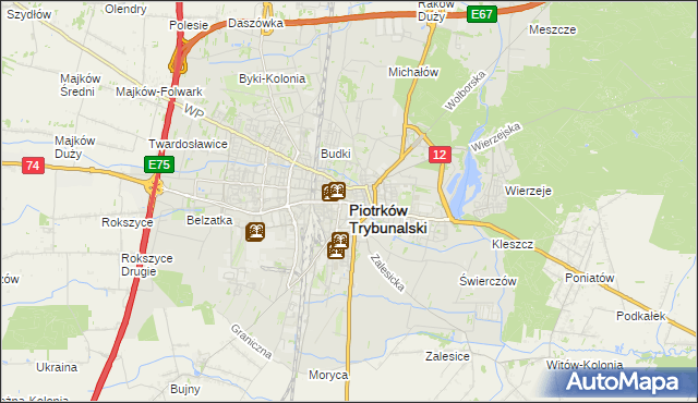 mapa Piotrków Trybunalski, Piotrków Trybunalski na mapie Targeo