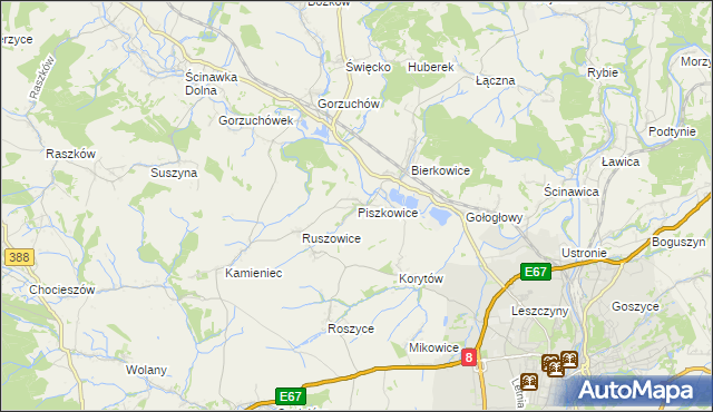 mapa Piszkowice, Piszkowice na mapie Targeo