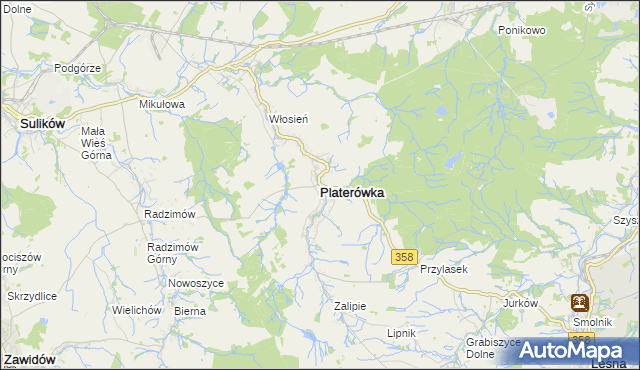 mapa Platerówka, Platerówka na mapie Targeo