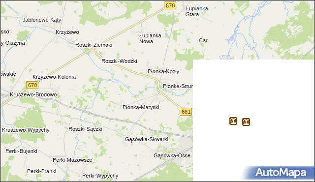 mapa Płonka Kościelna, Płonka Kościelna na mapie Targeo