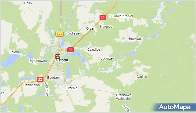 mapa Podgórze gmina Człopa, Podgórze gmina Człopa na mapie Targeo