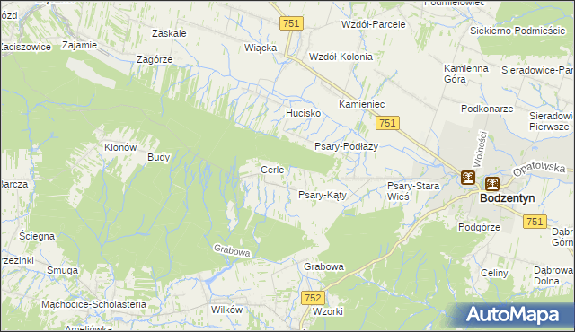 mapa Podlesie gmina Bodzentyn, Podlesie gmina Bodzentyn na mapie Targeo