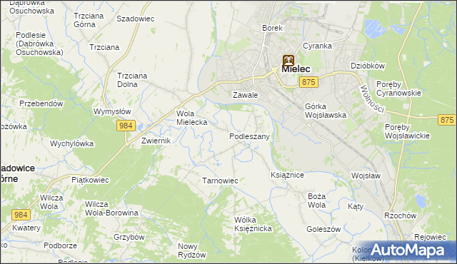 mapa Podleszany, Podleszany na mapie Targeo