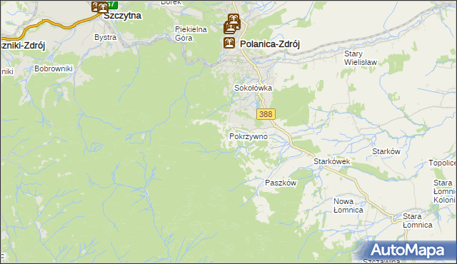 mapa Pokrzywno gmina Bystrzyca Kłodzka, Pokrzywno gmina Bystrzyca Kłodzka na mapie Targeo