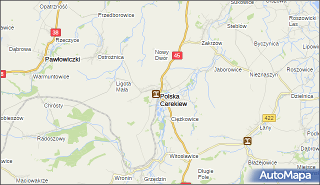 mapa Polska Cerekiew, Polska Cerekiew na mapie Targeo