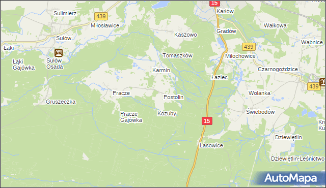 mapa Postolin gmina Milicz, Postolin gmina Milicz na mapie Targeo