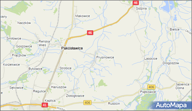 mapa Prusinowice gmina Pakosławice, Prusinowice gmina Pakosławice na mapie Targeo