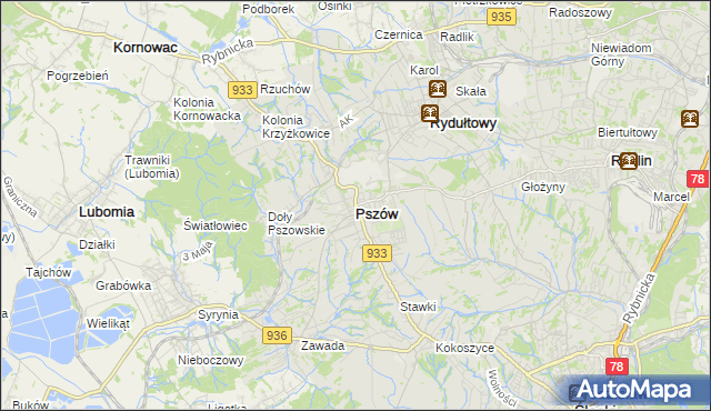 mapa Pszów, Pszów na mapie Targeo