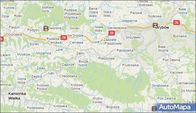 mapa Ptaszkowa, Ptaszkowa na mapie Targeo