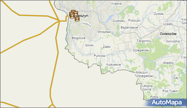 mapa Puńców, Puńców na mapie Targeo