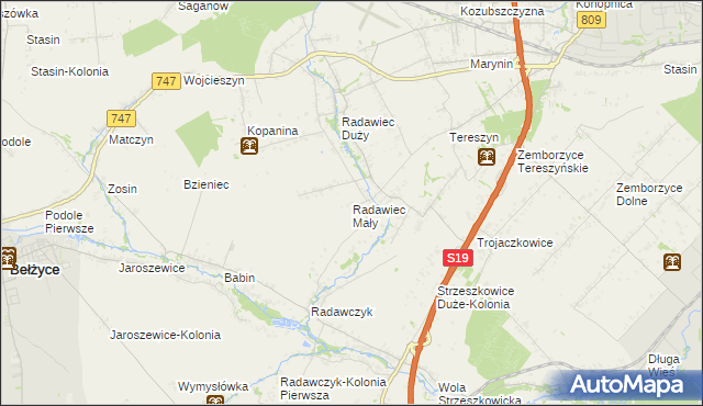 mapa Radawiec Mały, Radawiec Mały na mapie Targeo