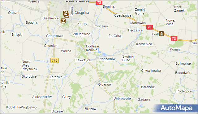 mapa Radzanów gmina Busko-Zdrój, Radzanów gmina Busko-Zdrój na mapie Targeo