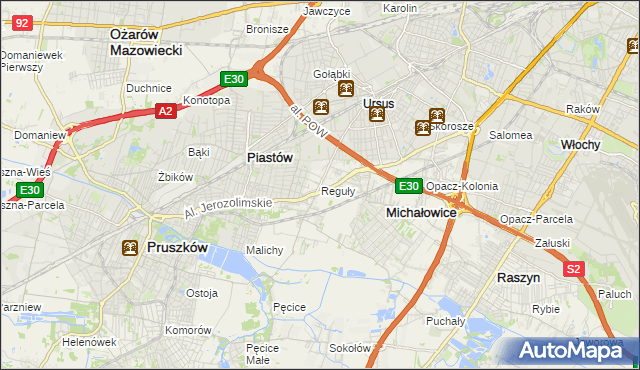 mapa Reguły, Reguły na mapie Targeo