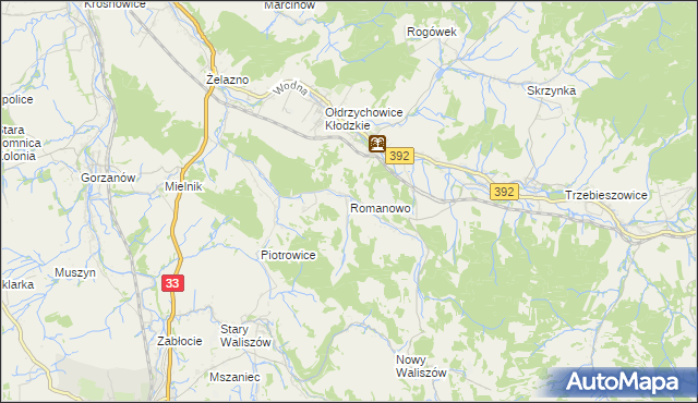 mapa Romanowo gmina Kłodzko, Romanowo gmina Kłodzko na mapie Targeo