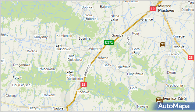 mapa Równe gmina Dukla, Równe gmina Dukla na mapie Targeo