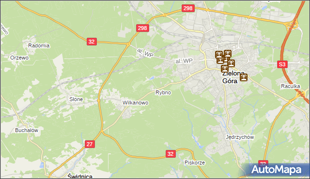 mapa Rybno gmina Świdnica, Rybno gmina Świdnica na mapie Targeo