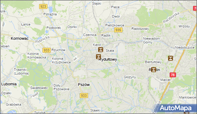 mapa Rydułtowy, Rydułtowy na mapie Targeo