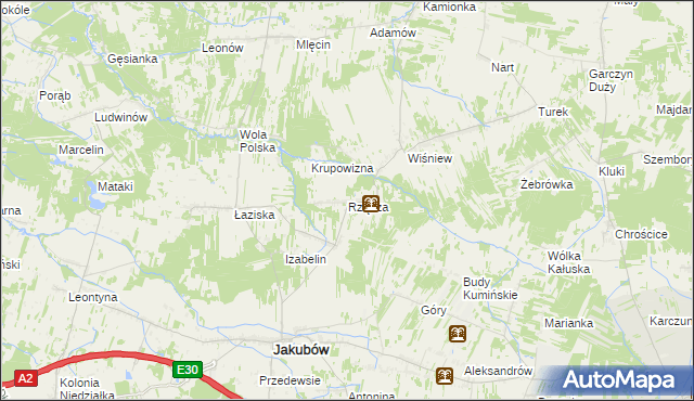 mapa Rządza gmina Jakubów, Rządza gmina Jakubów na mapie Targeo