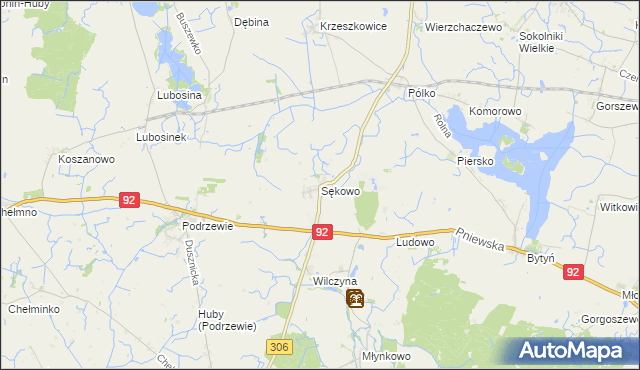 mapa Sękowo gmina Duszniki, Sękowo gmina Duszniki na mapie Targeo