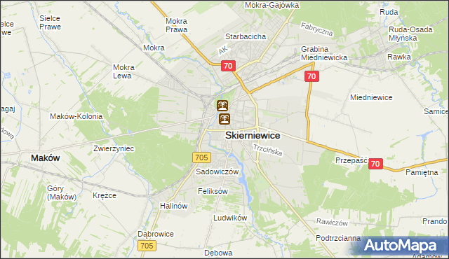 mapa Skierniewic, Skierniewice na mapie Targeo