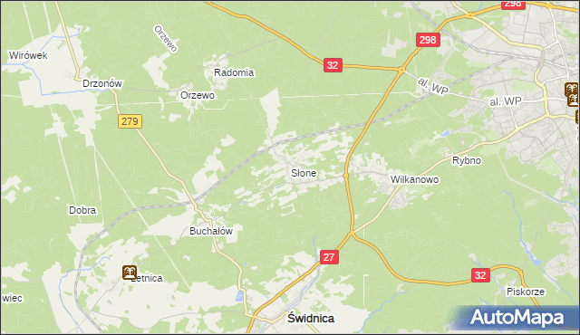 mapa Słone gmina Świdnica, Słone gmina Świdnica na mapie Targeo