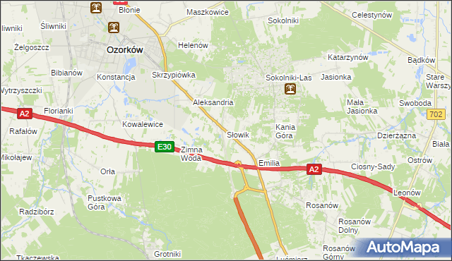 mapa Słowik gmina Zgierz, Słowik gmina Zgierz na mapie Targeo