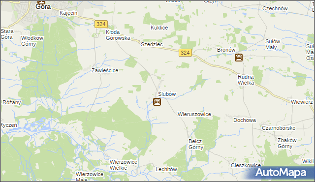 mapa Ślubów gmina Góra, Ślubów gmina Góra na mapie Targeo