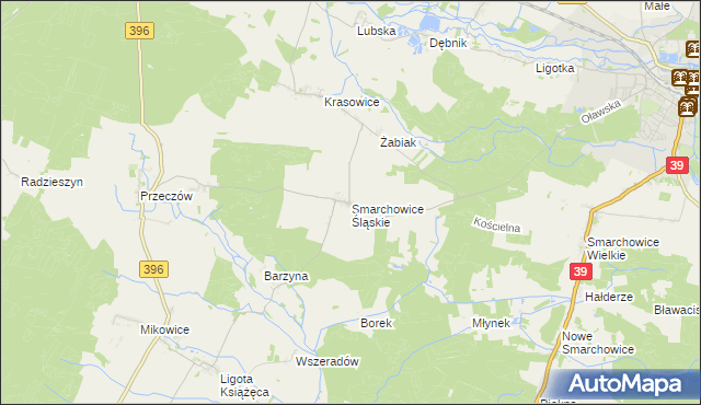 mapa Smarchowice Śląskie, Smarchowice Śląskie na mapie Targeo