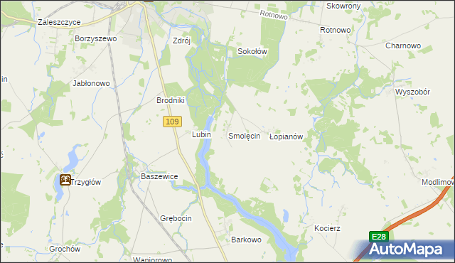 mapa Smolęcin gmina Gryfice, Smolęcin gmina Gryfice na mapie Targeo