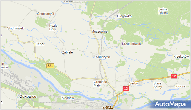 mapa Sobczyce, Sobczyce na mapie Targeo