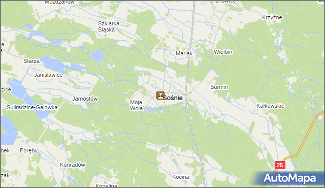 mapa Sośnie powiat ostrowski, Sośnie powiat ostrowski na mapie Targeo
