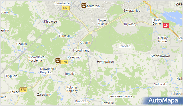 mapa Śródlesie gmina Juchnowiec Kościelny, Śródlesie gmina Juchnowiec Kościelny na mapie Targeo
