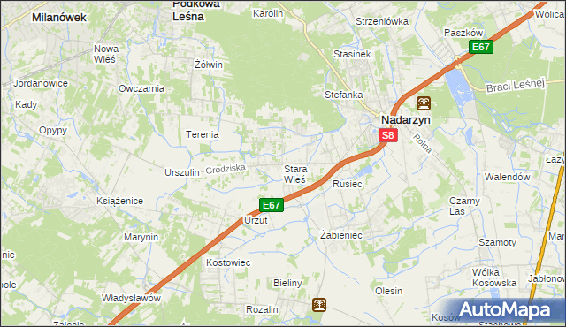 mapa Stara Wieś gmina Nadarzyn, Stara Wieś gmina Nadarzyn na mapie Targeo