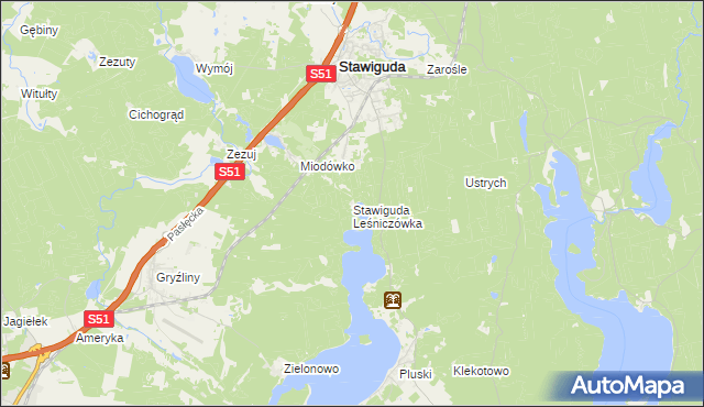 mapa Stawiguda Leśniczówka, Stawiguda Leśniczówka na mapie Targeo