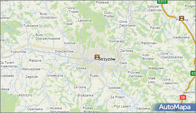 mapa Strzyżów, Strzyżów na mapie Targeo