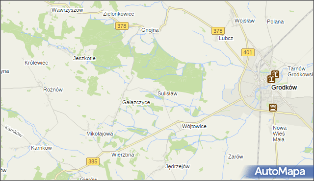 mapa Sulisław gmina Grodków, Sulisław gmina Grodków na mapie Targeo