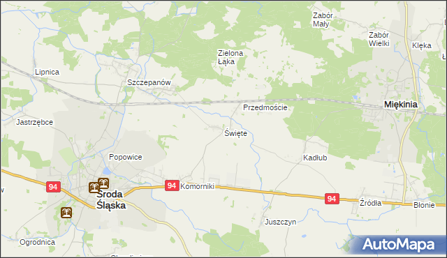 mapa Święte gmina Środa Śląska, Święte gmina Środa Śląska na mapie Targeo