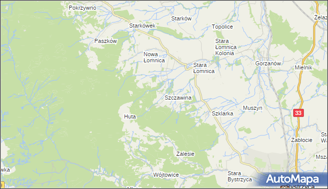 mapa Szczawina, Szczawina na mapie Targeo