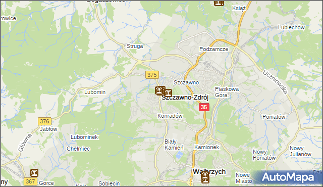 mapa Szczawno-Zdrój, Szczawno-Zdrój na mapie Targeo