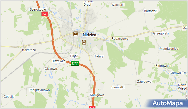 mapa Tatary gmina Nidzica, Tatary gmina Nidzica na mapie Targeo