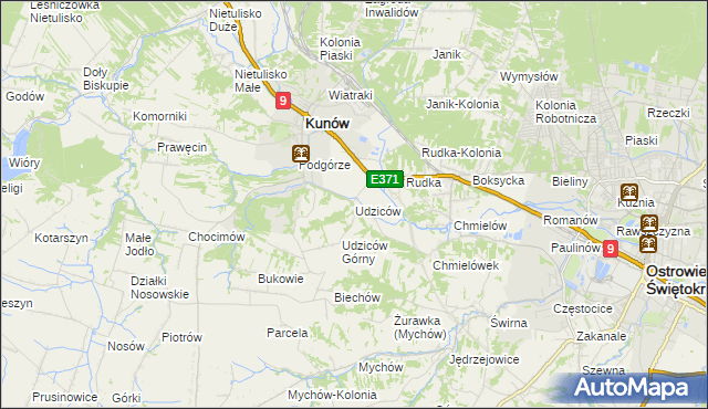 mapa Udziców, Udziców na mapie Targeo