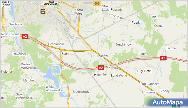 mapa Ujrzanów, Ujrzanów na mapie Targeo