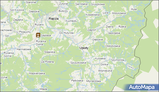 mapa Ujsoły, Ujsoły na mapie Targeo