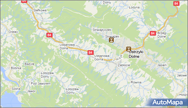 mapa Ustjanowa Górna, Ustjanowa Górna na mapie Targeo