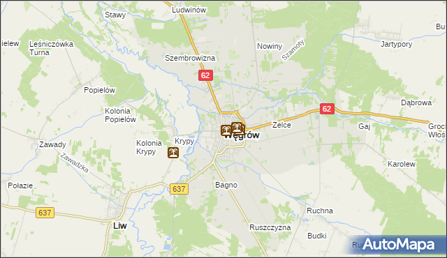 mapa Węgrów, Węgrów na mapie Targeo