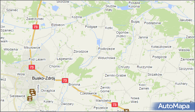 mapa Widuchowa gmina Busko-Zdrój, Widuchowa gmina Busko-Zdrój na mapie Targeo