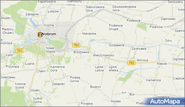 mapa Wierzchowisko gmina Wolbrom, Wierzchowisko gmina Wolbrom na mapie Targeo