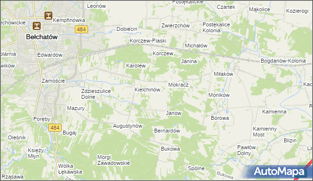 mapa Wiktorów gmina Bełchatów, Wiktorów gmina Bełchatów na mapie Targeo